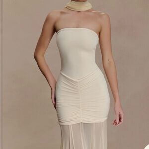 Meshki Cream Strapless Dress